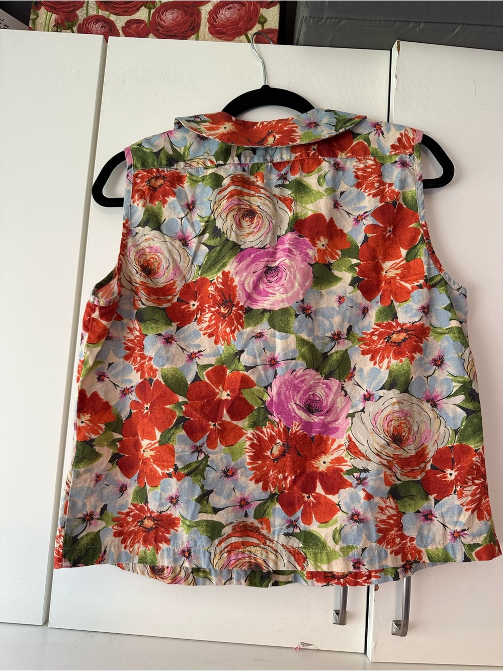 🌸 Frances Valentine Floral Sleeveless Button Front Blouse Top Size Large - Picture 5 of 10